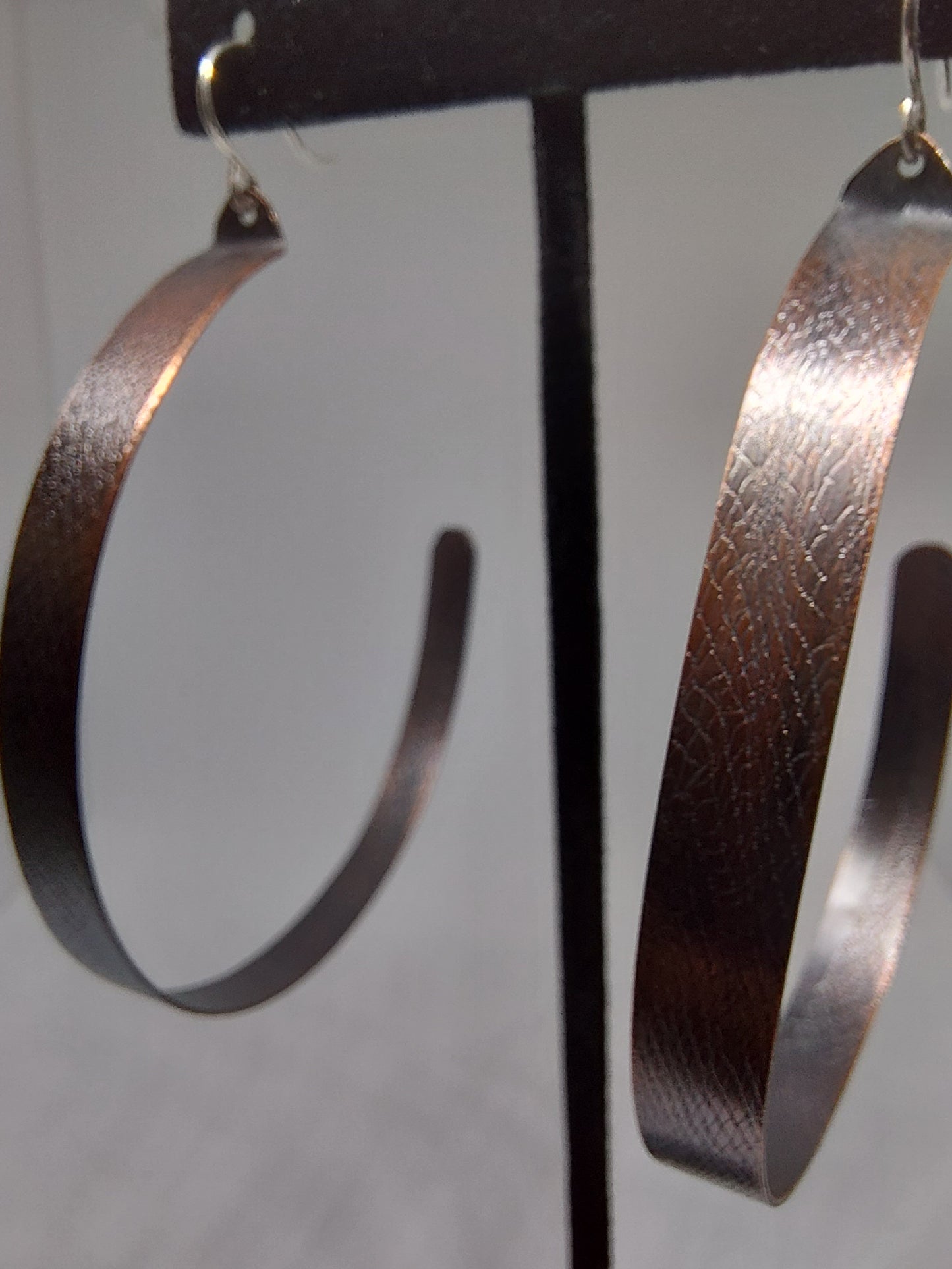 Large Stained Fabric Pressed Copper Hoops