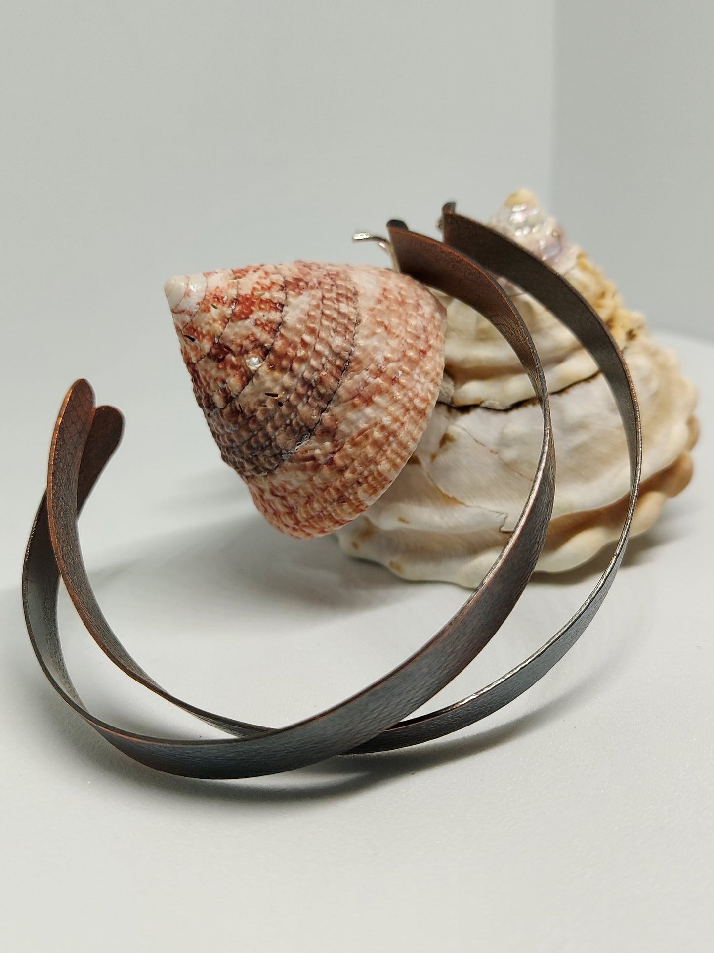 Large Stained Fabric Pressed Copper Hoops