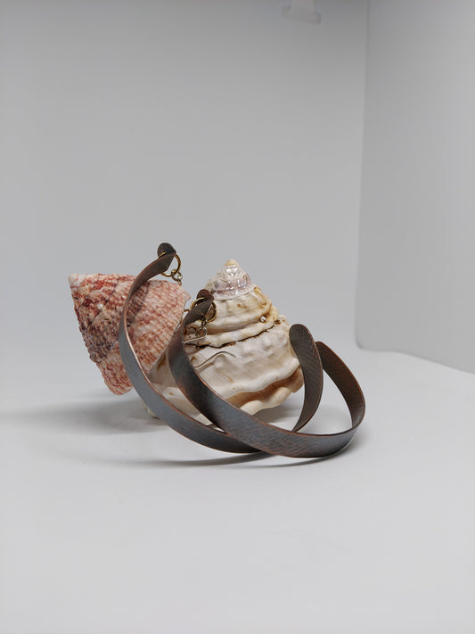 Medium Stained, Fabric Pressed Copper Hoops