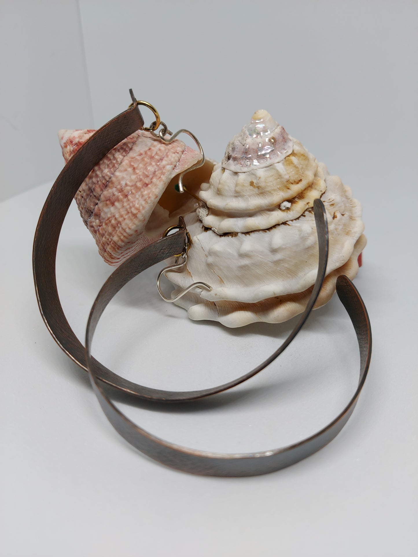 Medium Stained, Fabric Pressed Copper Hoops