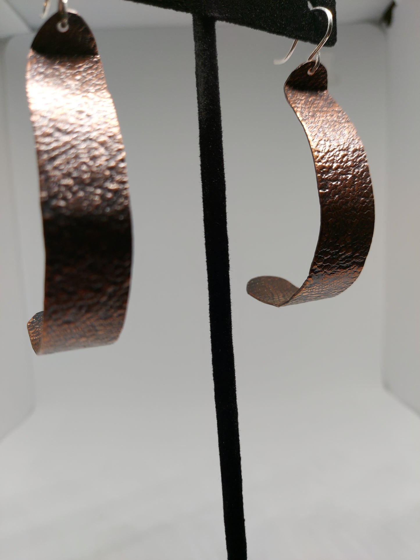Stained Copper Half Hoop Earrings