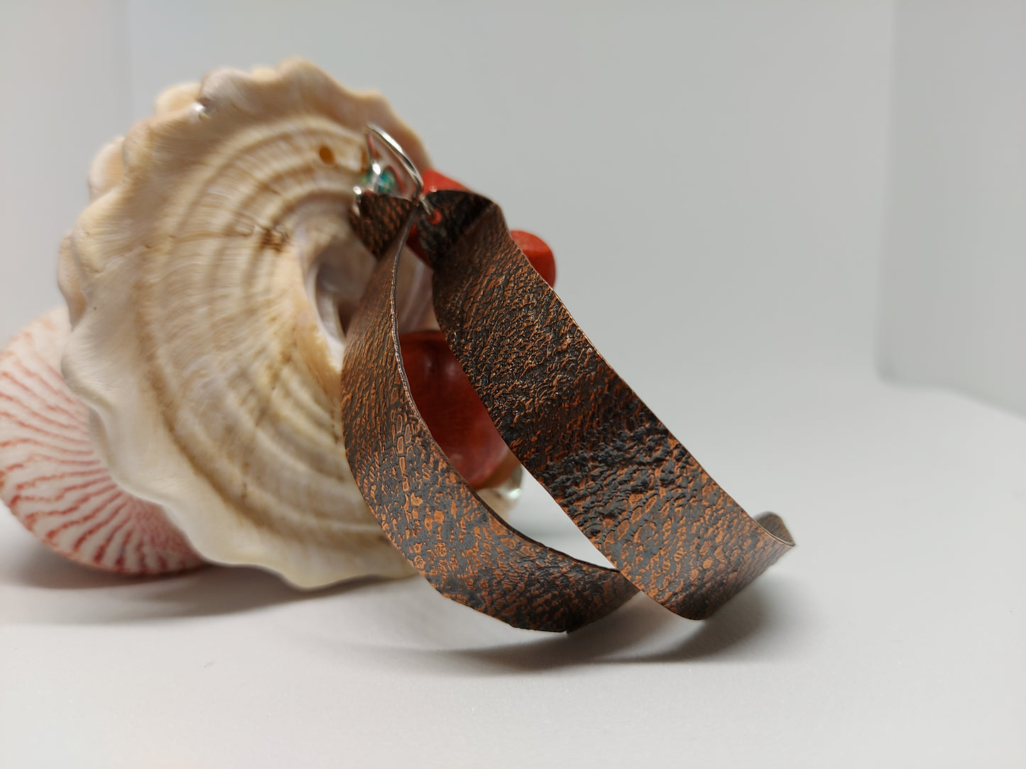 Stained Copper Half Hoop Earrings