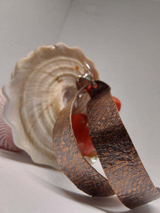 Stained Copper Half Hoop Earrings