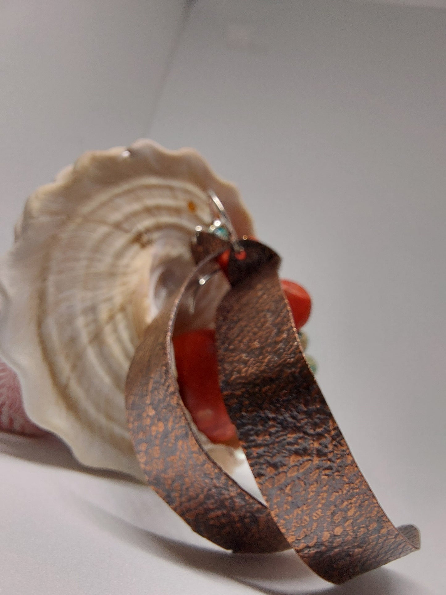 Stained Copper Half Hoop Earrings