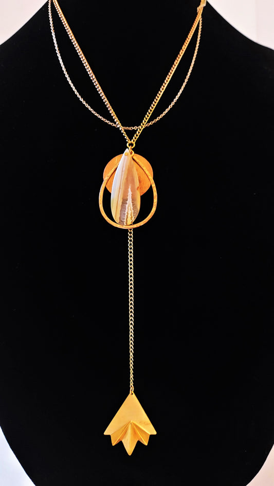 Banded Agate Teardrop Necklace