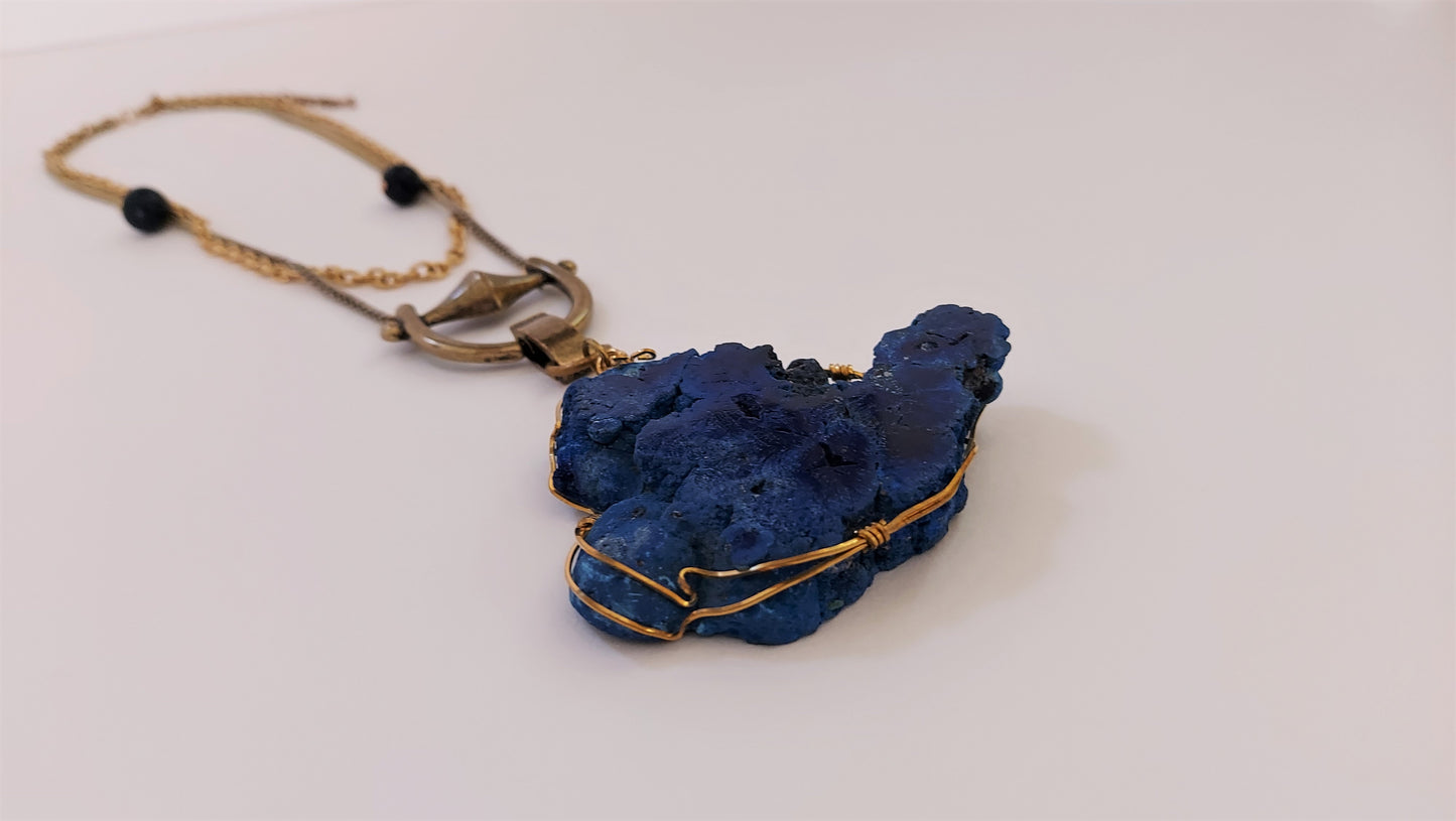 Azurite Brass Necklace