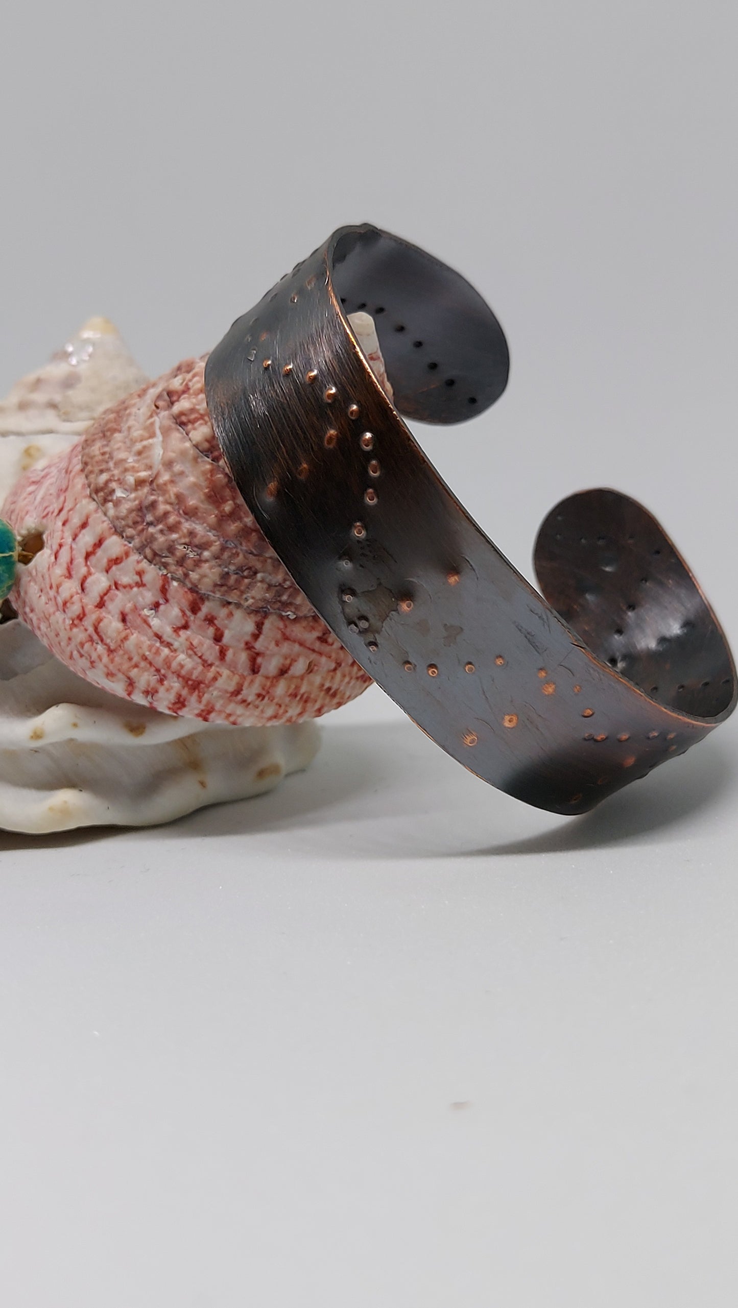 Slim Pointillist Copper Cuff