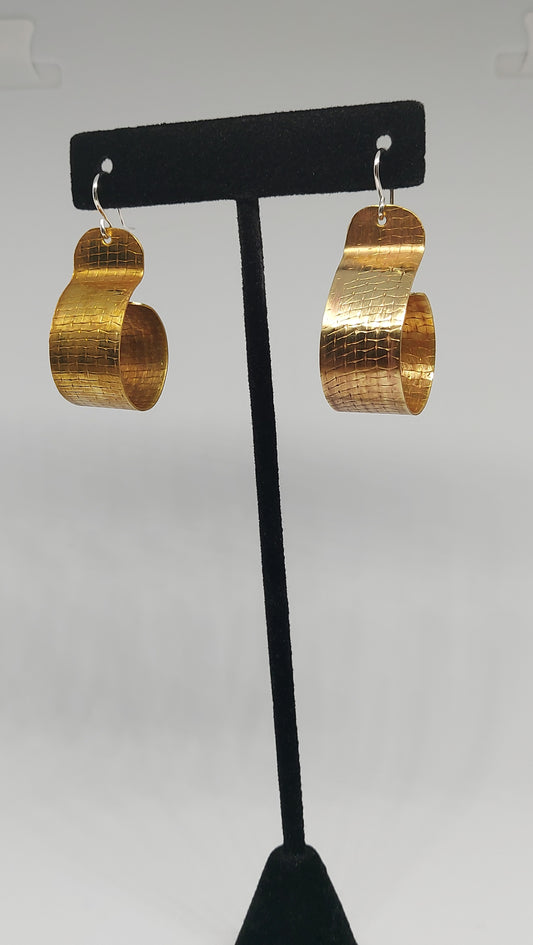 Textured Brass Mini Hoop Earrings