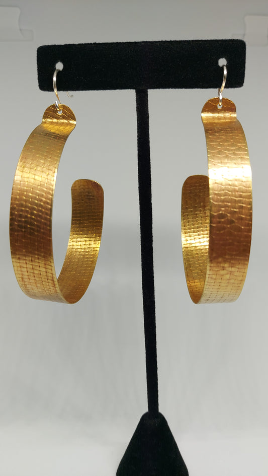 Large Textured Brass Hoops