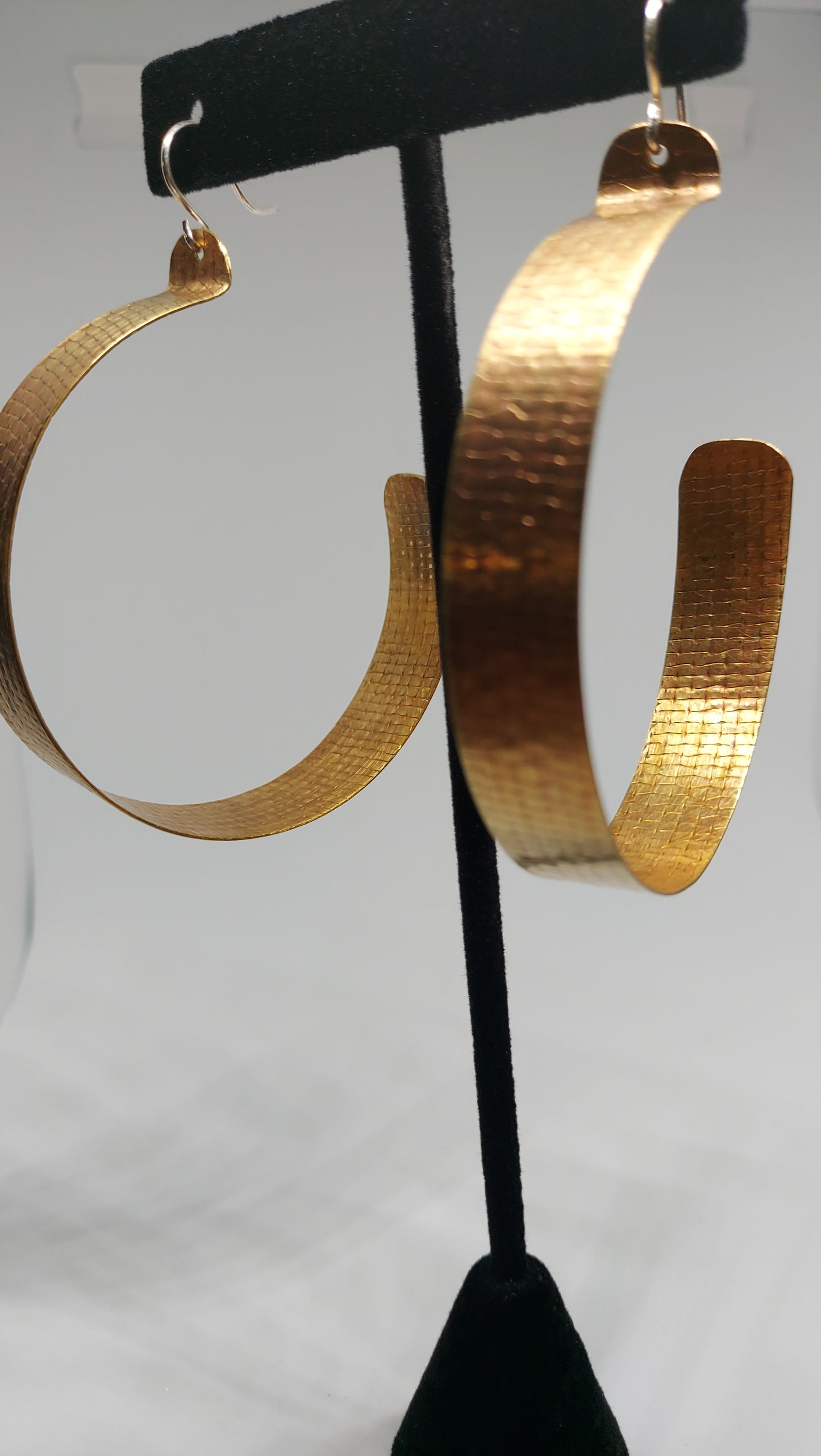 Large Textured Brass Hoops