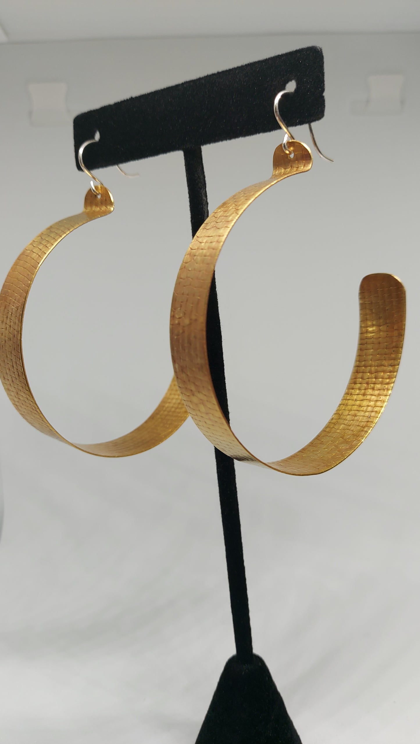 Large Textured Brass Hoops