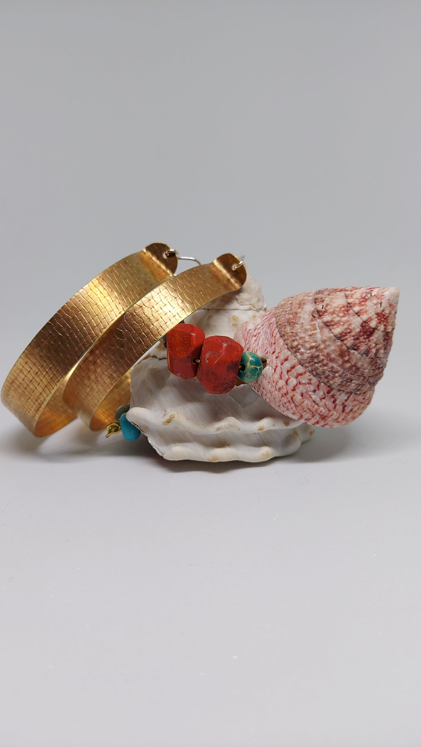 Large Textured Brass Hoops