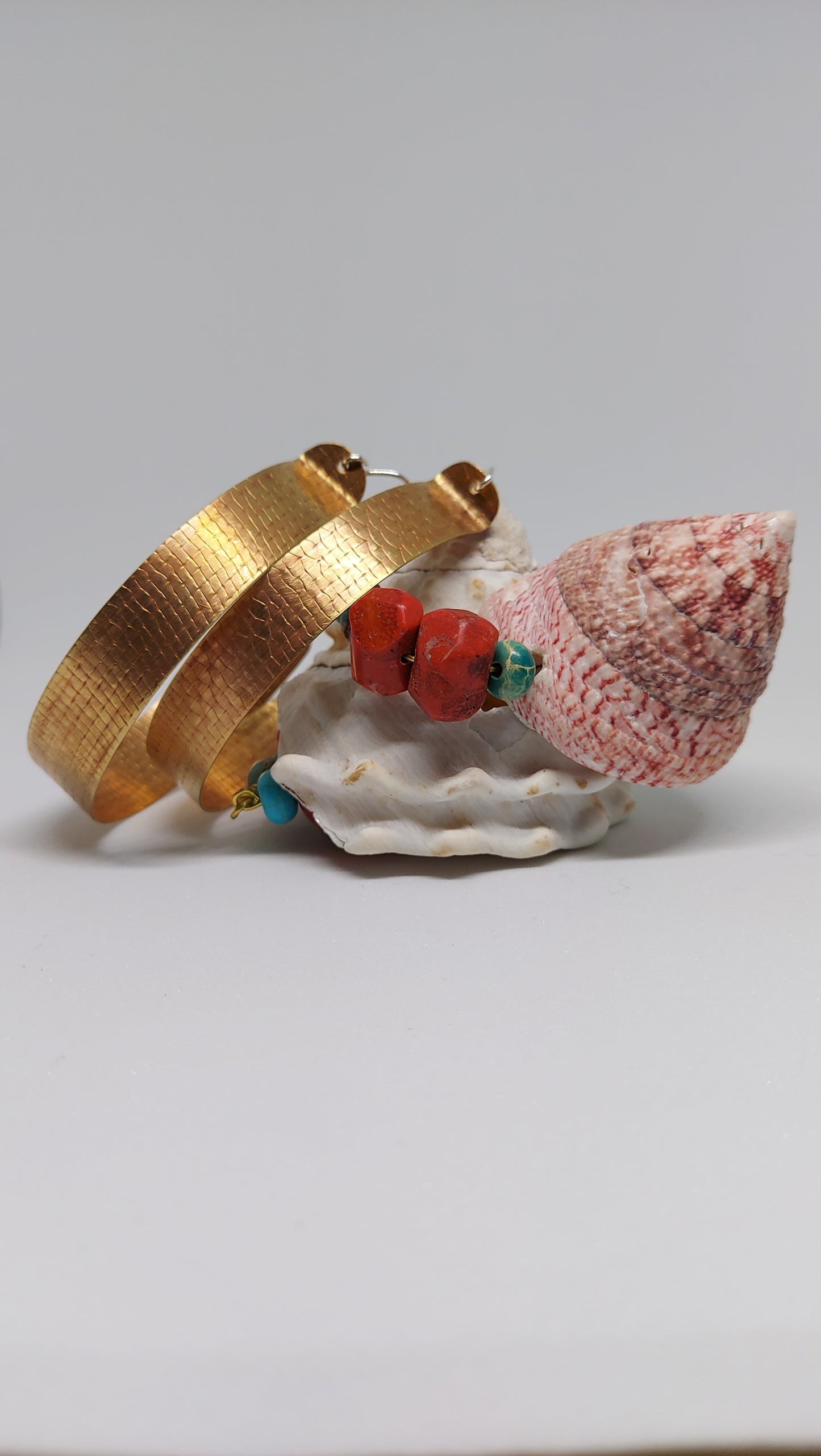 Large Textured Brass Hoops