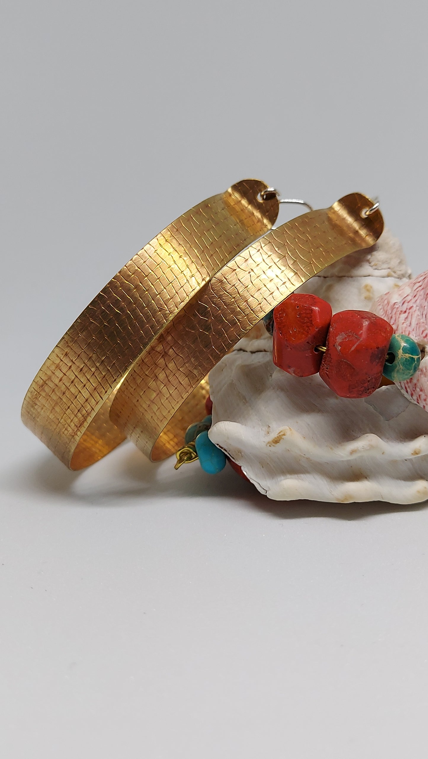 Large Textured Brass Hoops