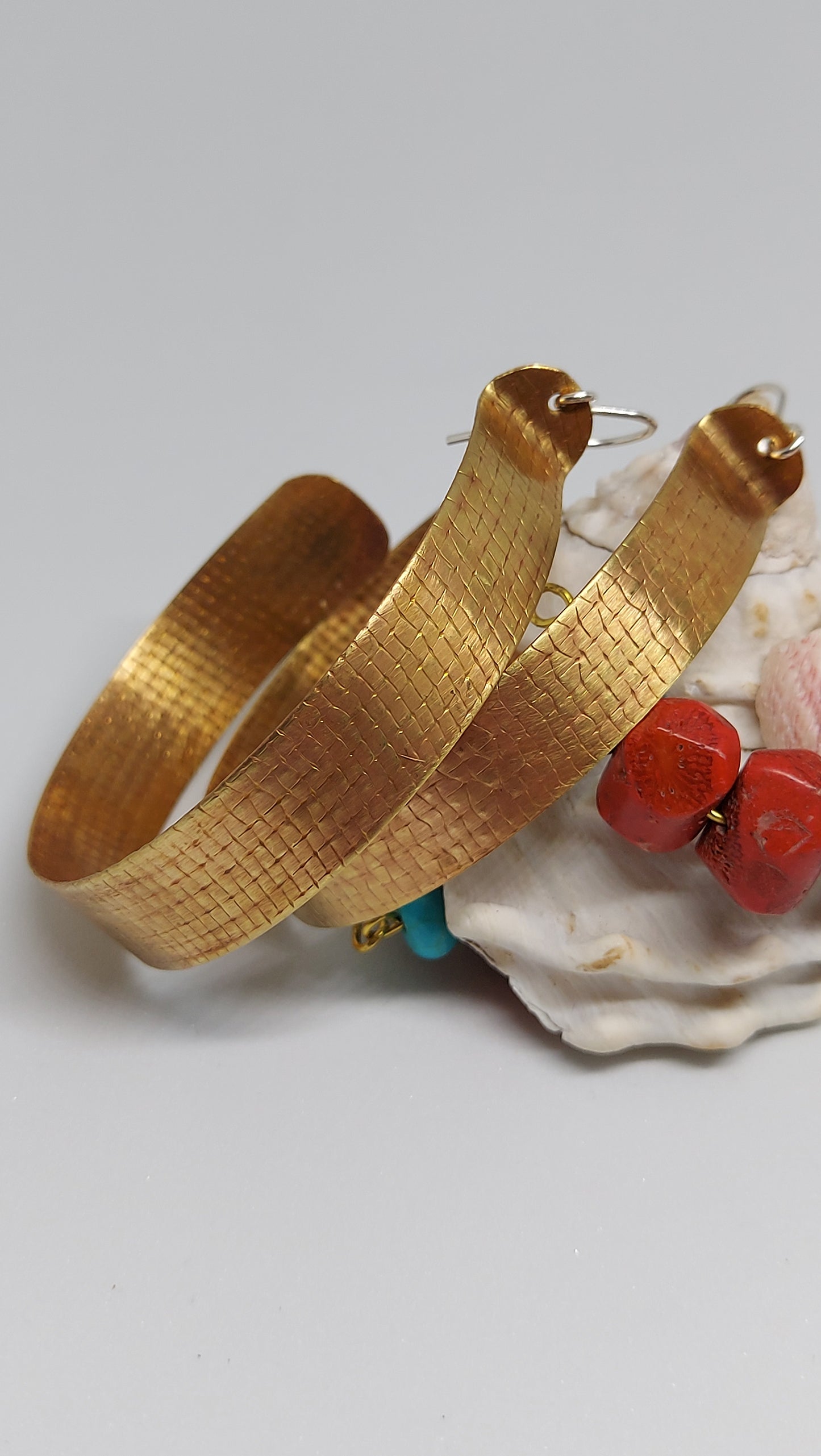 Large Textured Brass Hoops