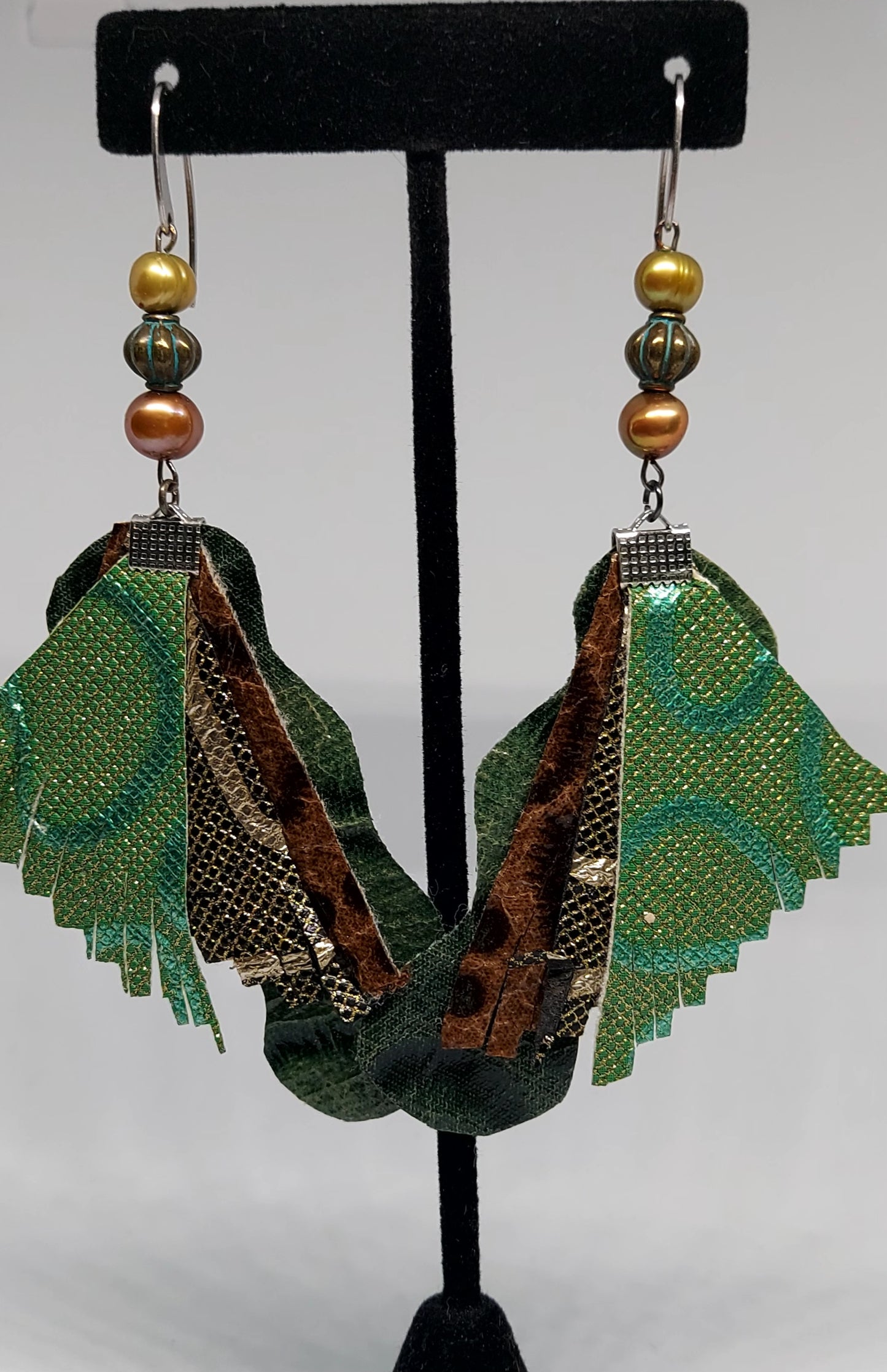 Metallic Green Fabric Earrings