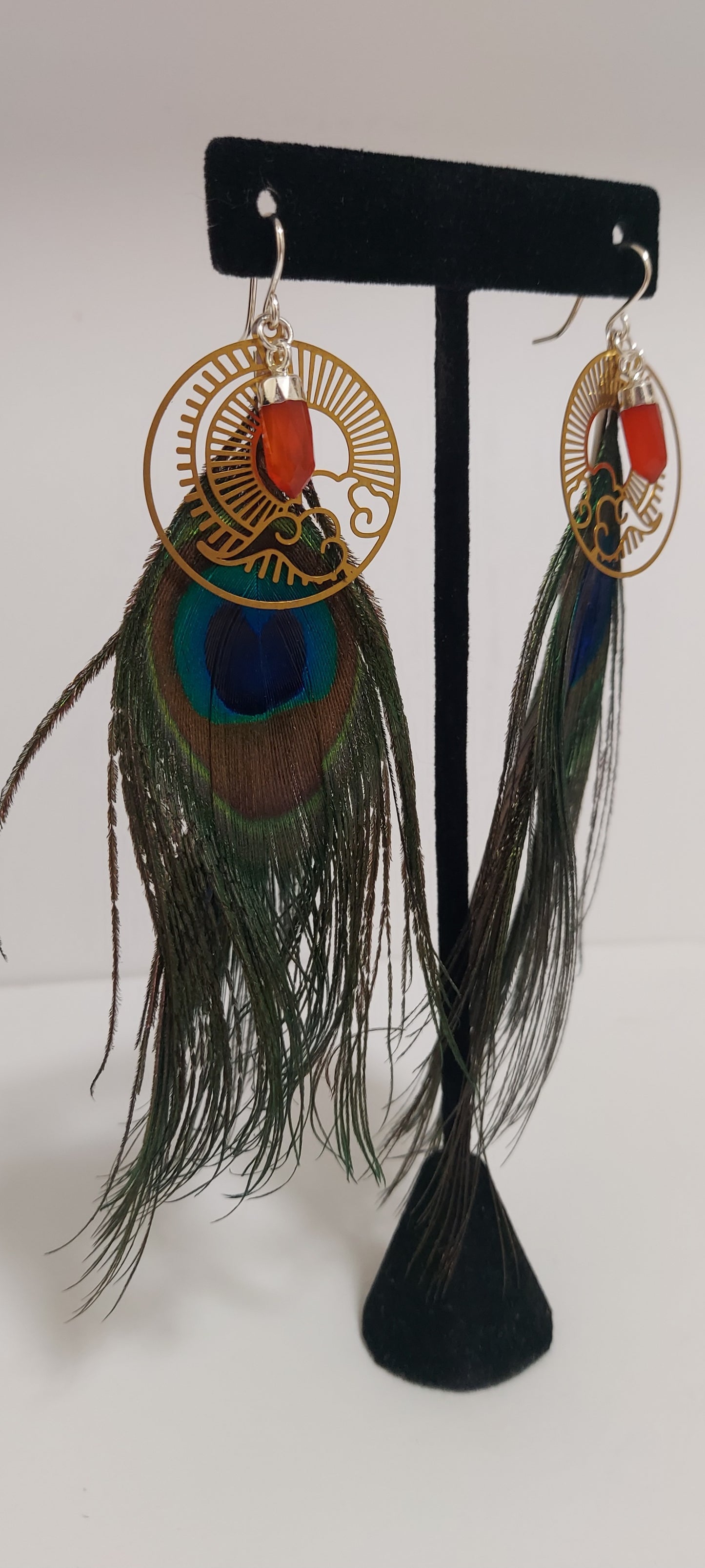Eye of the Sun Feather Earrings