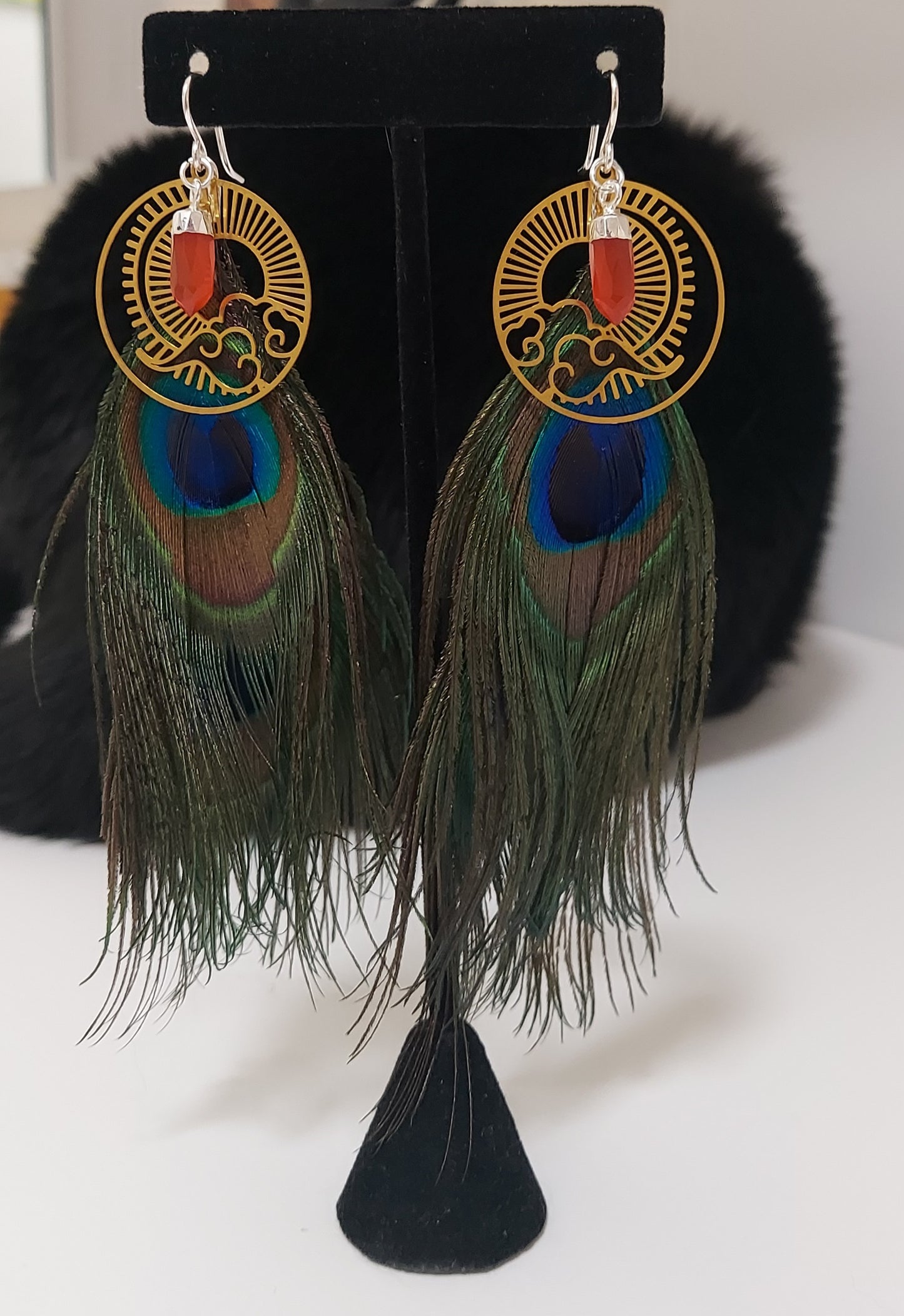 Eye of the Sun Feather Earrings
