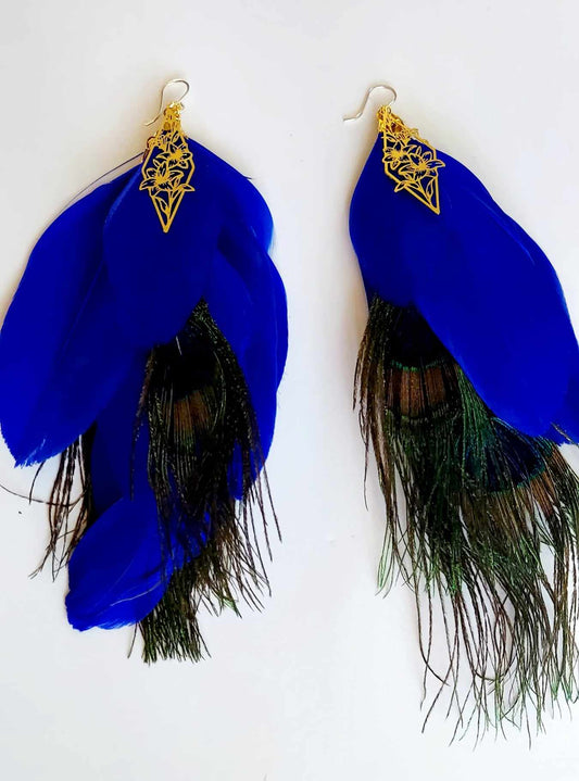 Power Peacock Feather Earrings