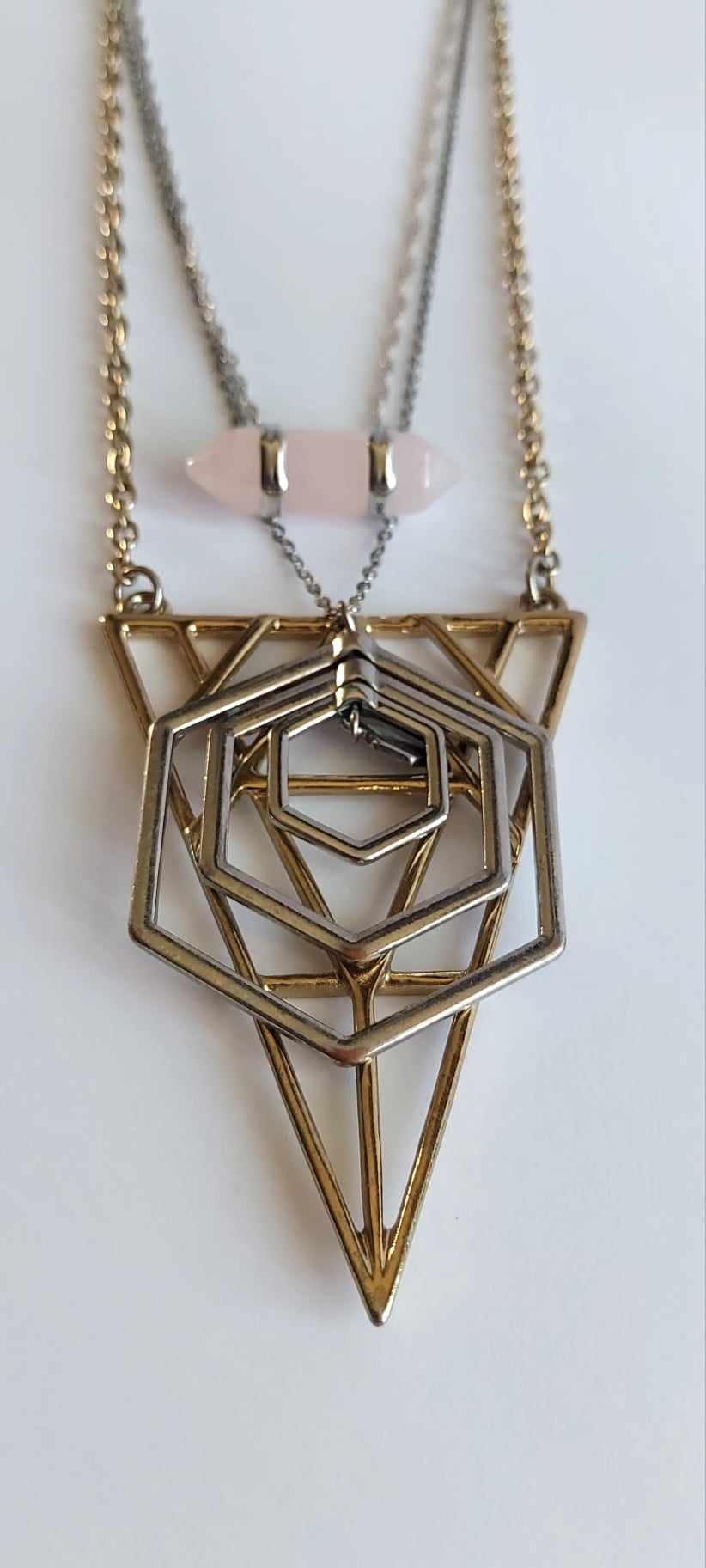 Geo Rose Quartz Necklace