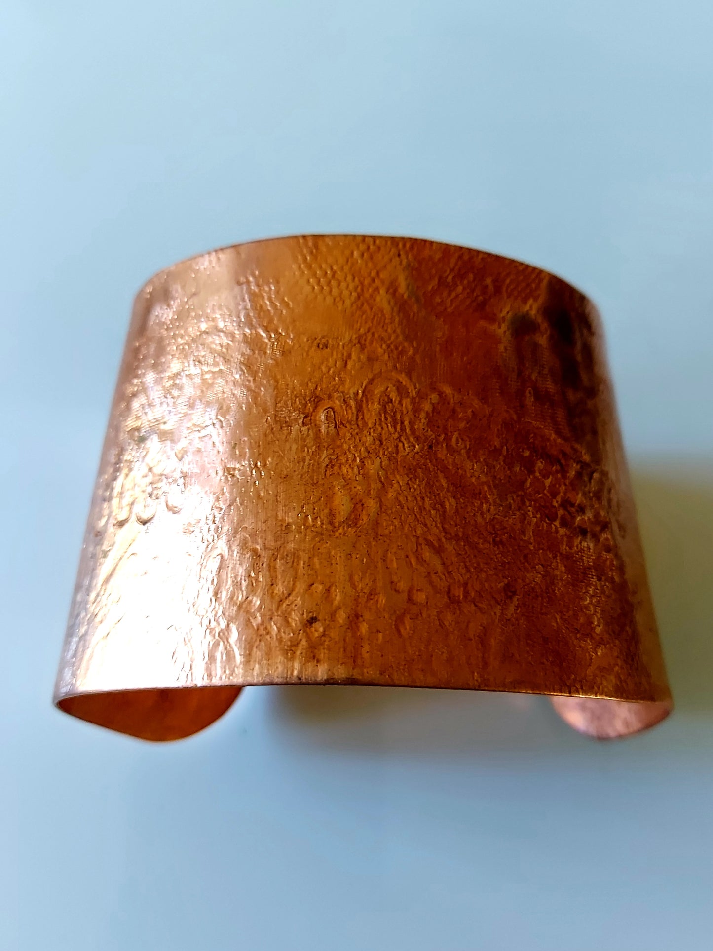 Fabric & Ribbon Pressed Copper Cuff