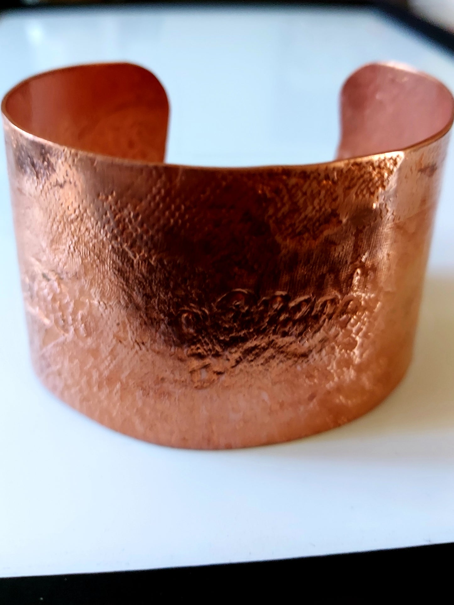 Fabric & Ribbon Pressed Copper Cuff