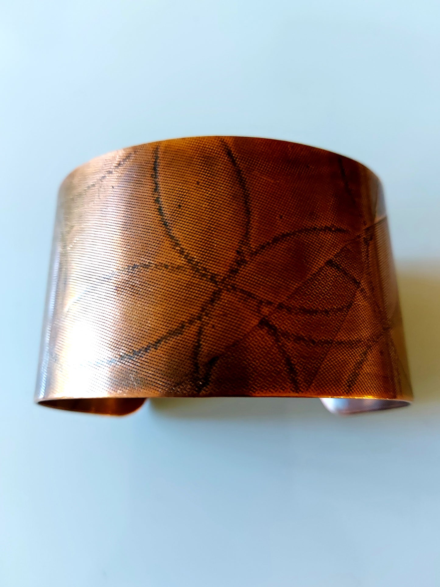 Floral Ribbon Pressed Copper Cuff (1 1/2" inches)