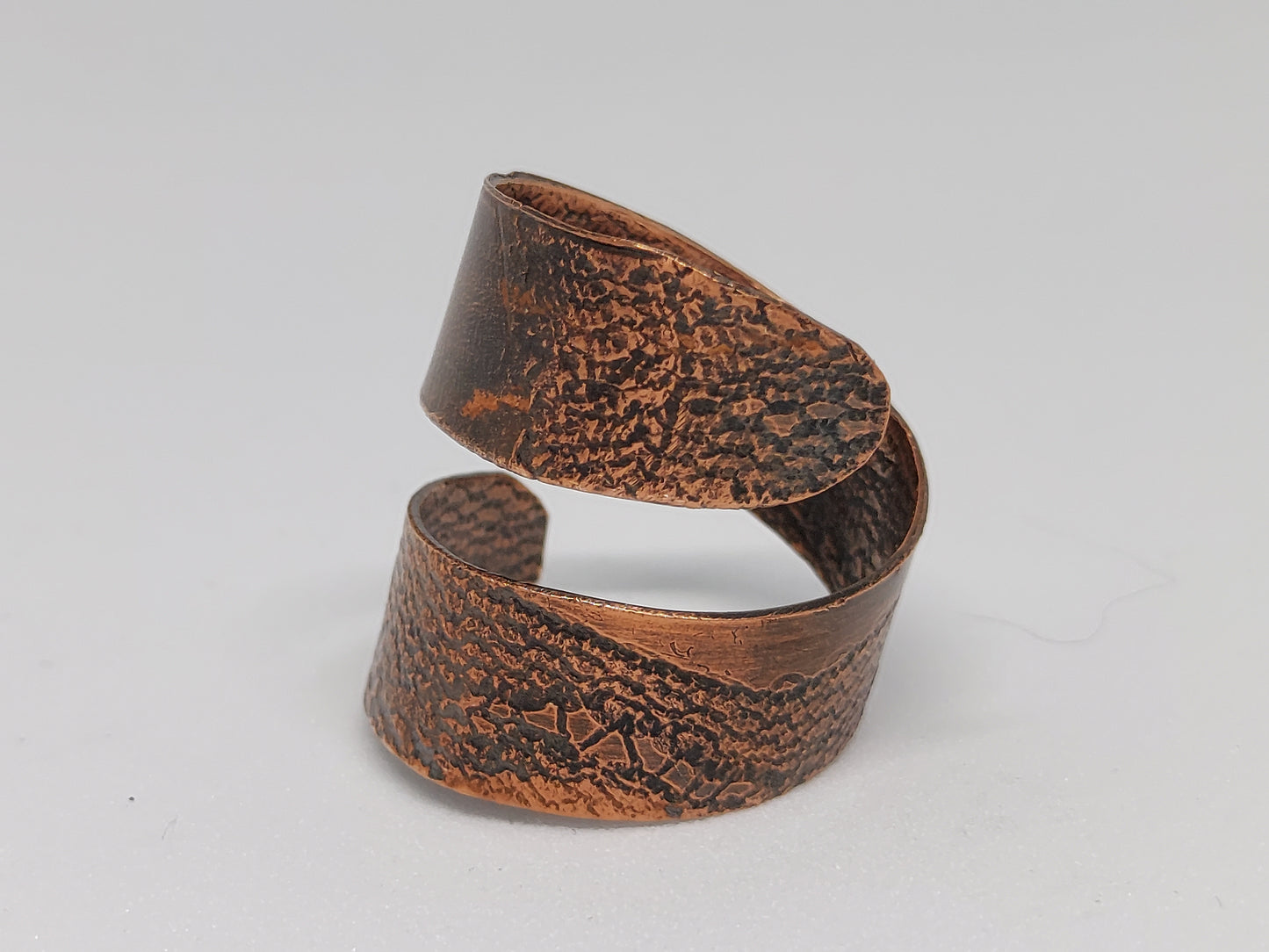 Adjustable Fabric Pressed Copper Ring (Stained & Single Wrap)