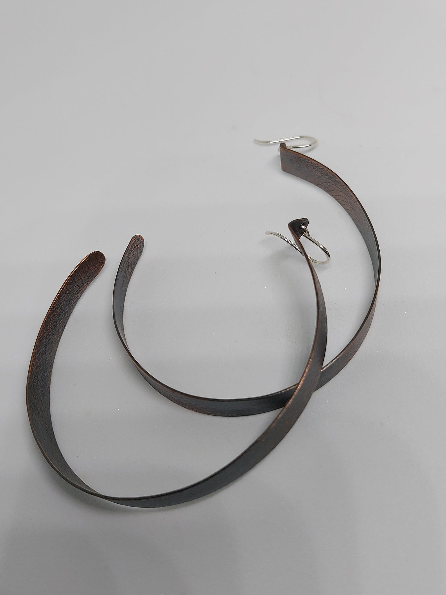 Large Stained Fabric Pressed Copper Hoops