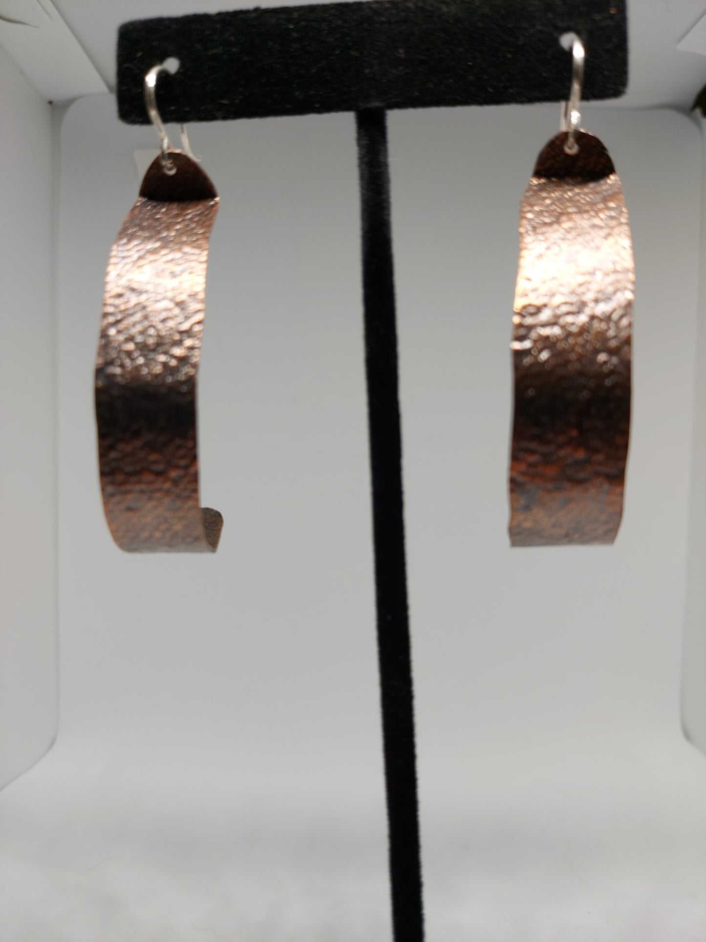 Stained Copper Half Hoop Earrings
