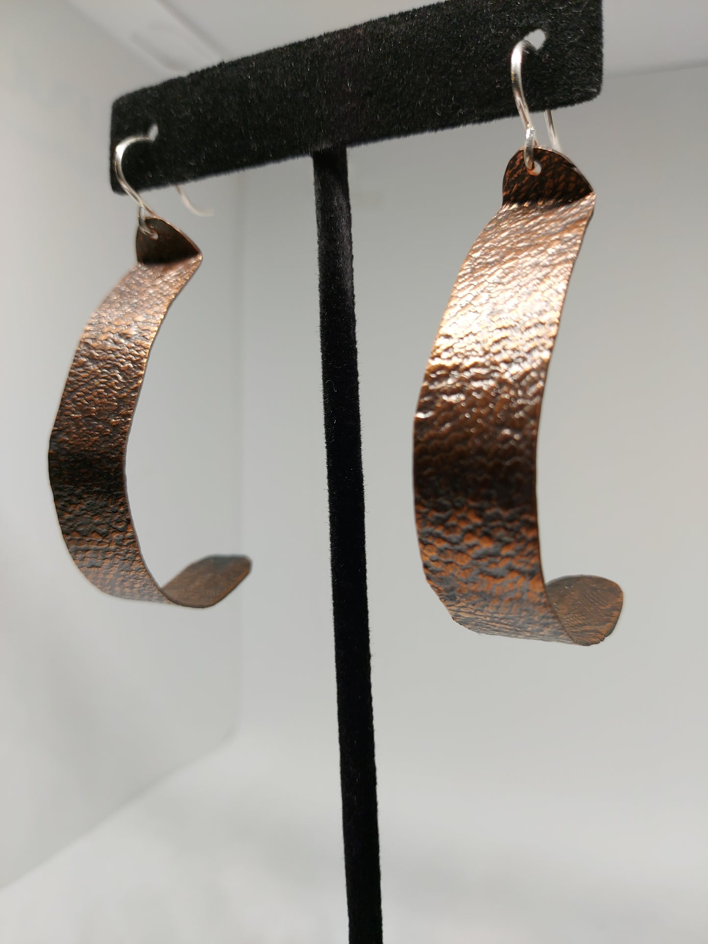 Stained Copper Half Hoop Earrings