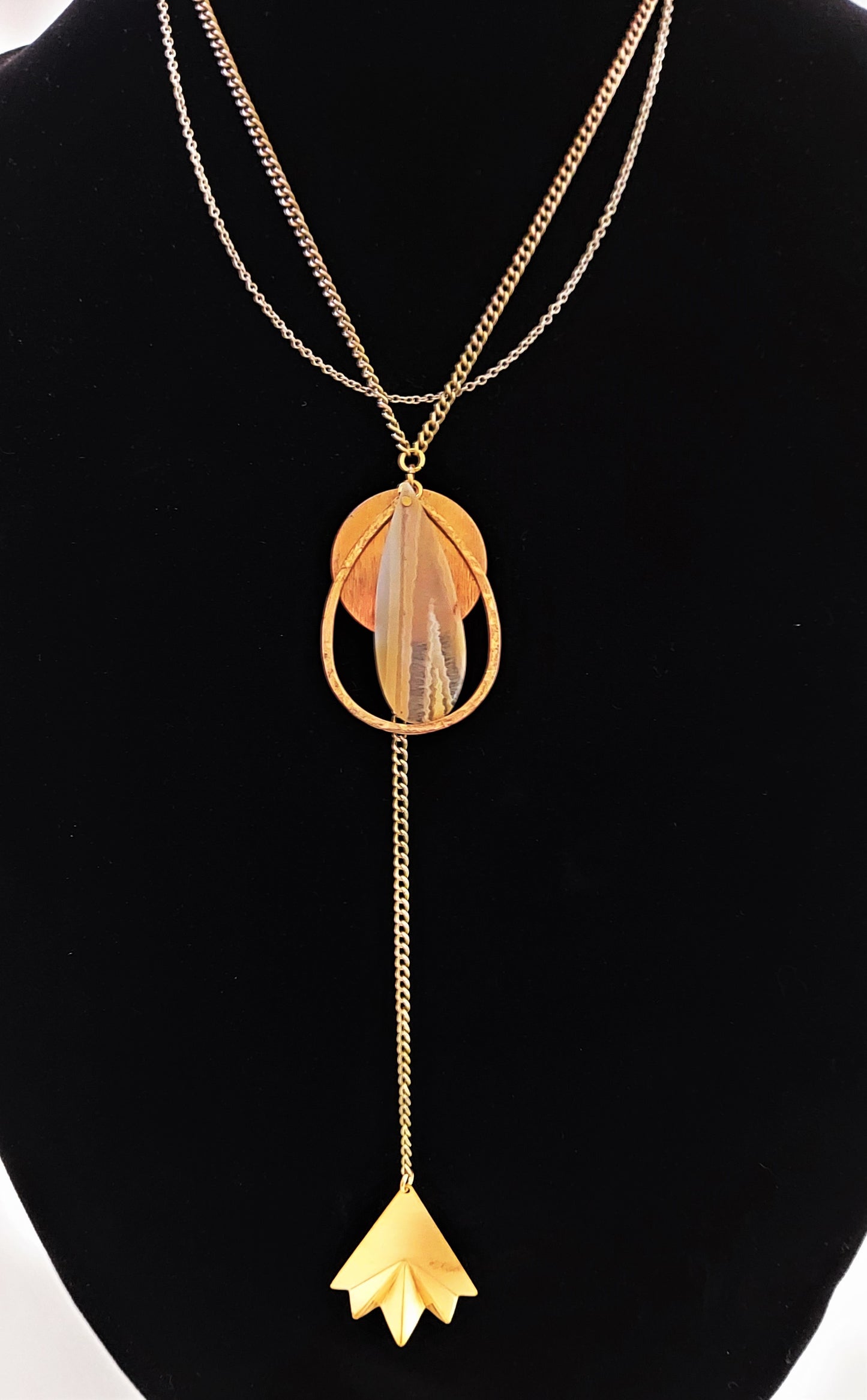 Banded Agate Teardrop Necklace