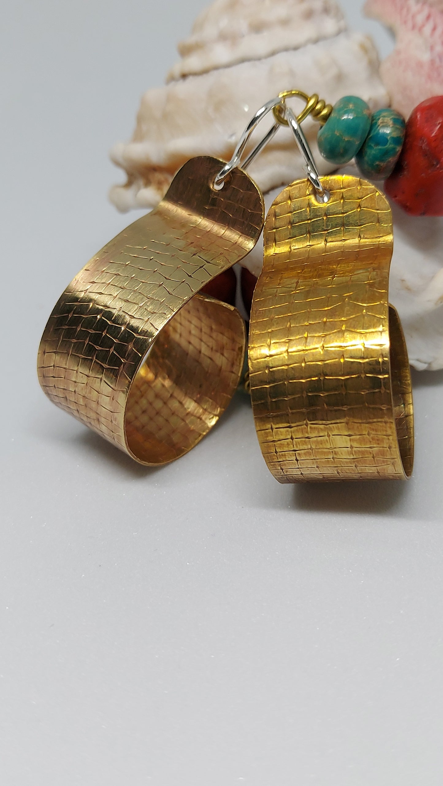Textured Brass Mini Hoop Earrings