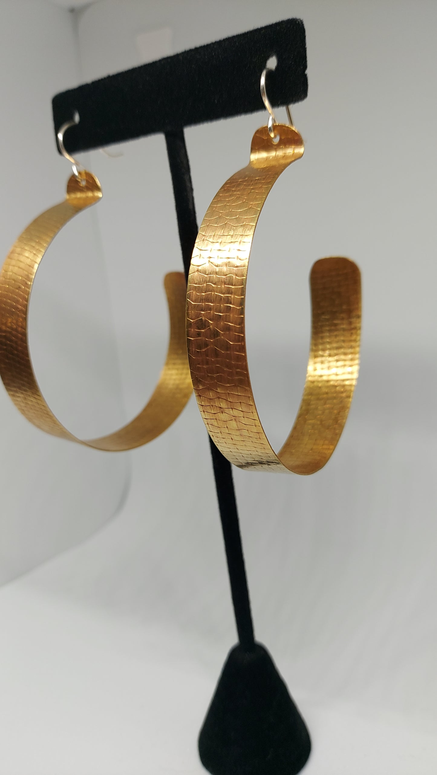 Large Textured Brass Hoops