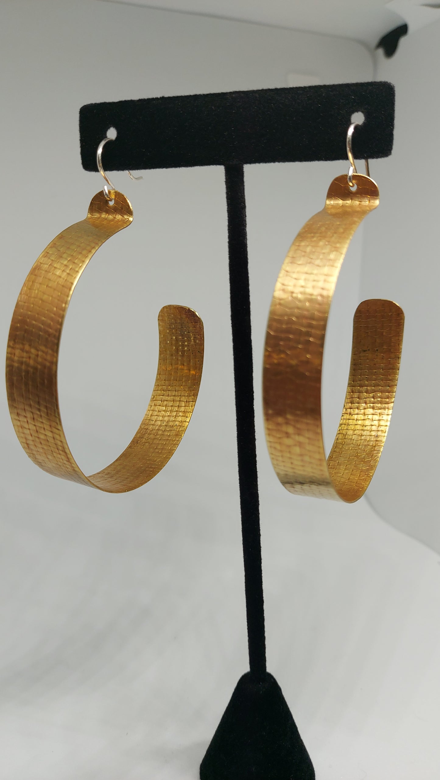 Large Textured Brass Hoops